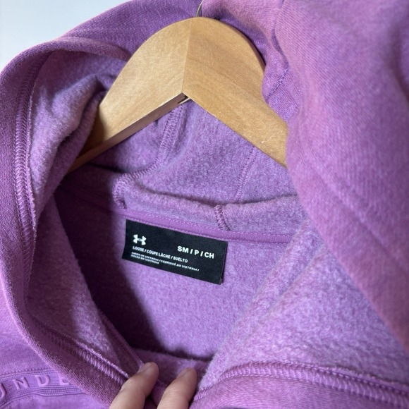 Under Armour Women's UA Taped Fleece Hoodie Size SMALL Polar Purple - Picture 4 of 13